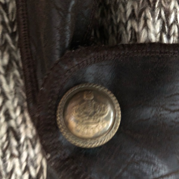 Large Knit Sweater with Faux leather Trim - Picture 2 of 4